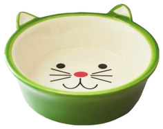 Миска №1, мордочки, зеленый, 0,25 л, 13,8x5 см
