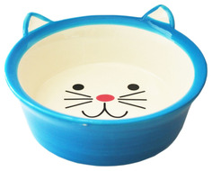 Миска №1, мордочки, голубой, 0,25 л, 13,8x5 см