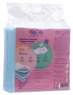 Пеленки для животных VitaVet Care с феромонами 60х60 см, 12 шт