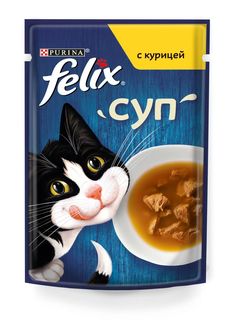 Влажный корм для кошек Felix Суп с курицей, 48 г