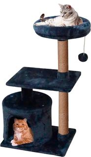 Домик когтеточка для кошки Пума 50x35х93 см, комплекс с двумя лежаками, черный Pet БМФ