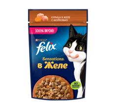 Влажный корм для взрослых кошек Felix Sensations курица в желе с морковью 75 г