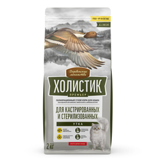 Сухой корм для кошек Деревенские лакомства Холистик премьер утка для стерилизованных 2 кг