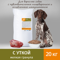 Сухой корм для собак Живая Сила Будь Здоров, мелкая гранула, с уткой, 20 кг