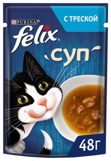 Влажный корм для кошек Felix Суп, с треской, 36x48 г