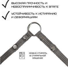 Поводок-сворка для собак Хвостатыч для мелких пород, серый, нейлон, 2 х 40 см х 10 мм