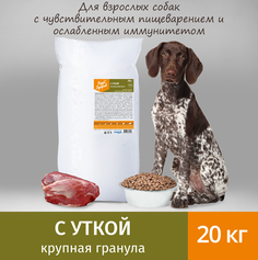 Сухой корм для собак Живая Сила Будь Здоров, крупная гранула, с уткой, 20 кг