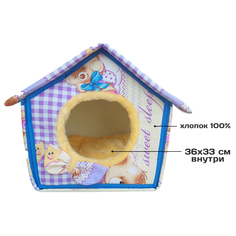 Домик для собак FISSA Мишка с сердцем, разноцветный, хлопок, поролон, экомех, 40х35х35 см