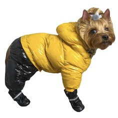 Комбинезон для собак, зимний, размер 14, унисекс, желтый, длина спины 24 см No Brand