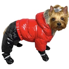 Комбинезон для собак, зимний, размер 14, унисекс, красный, длина спины 24 см No Brand