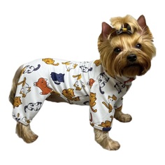 Костюм-пижама для собак, унисекс, размер XXL, белый, хлопок, длина спины 40 см No Brand