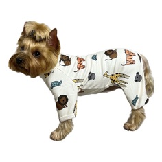 Костюм-пижама для собак, унисекс, размер XL, бежевая, хлопок, длина спины 34 см No Brand