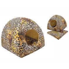 Домик для кошек и собак Дарэлл Юрта с подушкой леопард 42х42х41 см