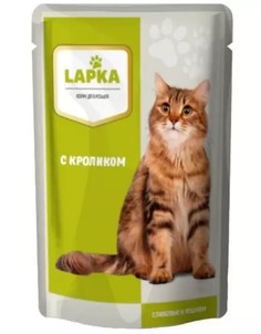 Влажный корм для кошек LAPKA с кроликом 28 шт по 85 г