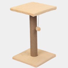 Когтеточка - столбик для кошек Homestuff,с лежанкой, персиковый, джут, 30х30х52 см