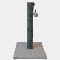 Когтеточка - столбик для котят Homestuff, с игрушкой, серый, ковролин, фетр, 30х30х50 см