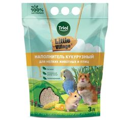 Наполнитель кукурузный Triol Litlle Village впитывающий для мелких животных и птиц 3 л