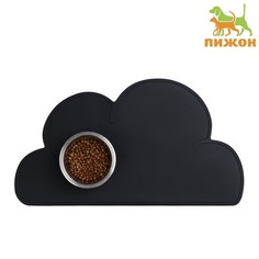 Коврик под миску для животных Пижон, черный, силиконовый, 48 х 27 см