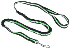 Поводок для собак Пижон, амортизирующий, черно-зеленый, 1,2-1,6 м х 1 см