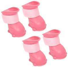 Ботинки для собак, резиновые, 4 шт, M, розовые No Brand