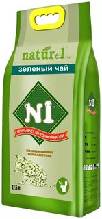 Наполнитель для туалета кошек №1 Naturel Зеленый чай комкующийся, 2 шт по 17,5 л N1