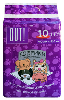 Пеленки для кошек и собак одноразовые OUT! гелевые 49 x 41 см, 10 шт