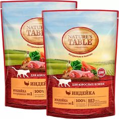 Сухой корм для кошек Natures Table с индейкой, 2 шт по 0,65 кг