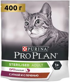 Сухой корм для кошек Pro Plan Cat Optisavour Sterilised утка с печенью, 2 шт по 0,4 кг