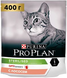 Сухой корм для кошек Pro Plan Cat Optisenses Sterilised лосось, 2 шт по 0,4 кг