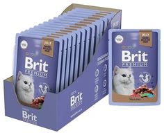 Влажный корм для кошек Brit Premium ассорти из птицы в желе, 14 шт по 85 г Brit*
