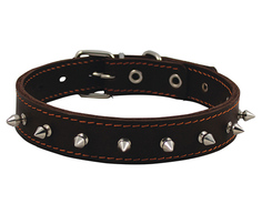 Ошейник для собак Каскад двойной кожаный с шипами 57-66 см