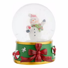 Новогодняя фигурка Шар стеклянный со снегом и снеговиком 1 шт. No Brand