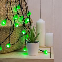 Гирлянда Нить 5м Шарики, IP20, тёмн. нить, 30 LED, свечение зелёное, 8 режимов, 220В Luazon Lighting