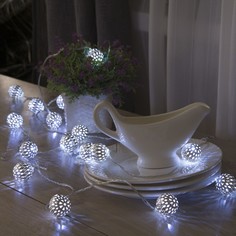 Гирлянда Нить 4м Шарик с узором, IP20, прозр. нить, 20LED, свечение белое, 8 режимов, 220В Luazon Lighting