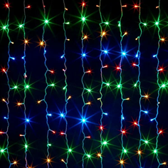 Светодиодная гирлянда-штора LED 200 лампочек, 5 режимов, 2м (разноцветная) No Brand