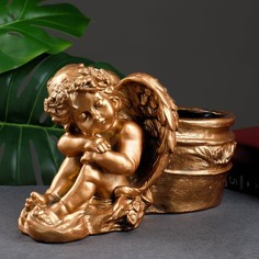 Цветочное кашпо Хорошие сувениры Спящий ангел Р00013442 0,65 л бронзовый 1 шт.