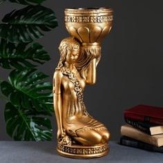 Фигура "Девушка сидя кашпо на плече" бронза, 0,8 л / 5819х19см Хорошие сувениры