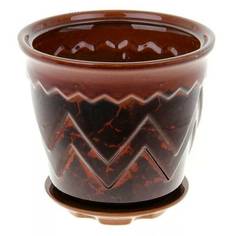 Цветочный горшок Котовская керамика с поддоном арго №2 2,8 л коричневый бежевый 1 шт.