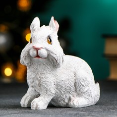 Фигура "Пушистый кролик сидит" белый, 12х7х12см Хорошие сувениры