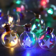 Световая гирлянда новогодняя Luazon Lighting шарики со звездой 7690099 1,6 м разноцветный