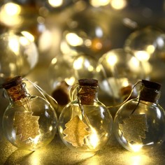 Световая гирлянда новогодняя Luazon Lighting шарики с елочкой 7690102 1,6 м белый теплый
