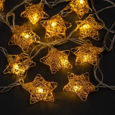 Световая гирлянда новогодняя Luazon Lighting звезда проволока 2388672 4 м белый теплый
