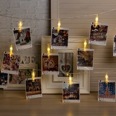 Световая гирлянда новогодняя Luazon Lighting прищепки 4445721 4,5 м белый теплый