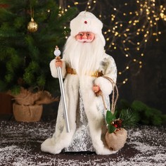 Новогодняя фигурка Зимнее волшебство Дед Мороз в шубке с посохом и мешком 6938367 1 шт.