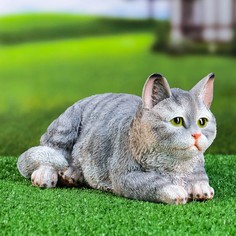 Фигура "Кот" серый, 25x12x9см Хорошие сувениры
