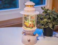 Винтажная снежная лампа САНТА В САНЯХ, тёплая белая LED подсветка, 33 см, батарейки, Peh Peha Magic