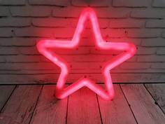 Гирлянда панно "Звезда" LED красн., постоян. свечение, 27см, от сети, арт.O0416-81 Импортные товары (НГ)