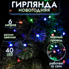Гирлянда ТМ "BIKSON" 40 ламп "Кристаллы" LED разноцвет., мигают, в коробке, 6м, арт.WWH042 Импортные товары (НГ)