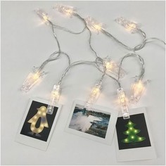 LED гирлянда FUNRAY Прищепки, SE-CLIPS-315WW, 3*АА, 3м, 15LED,теплый белый, прозр шнур 0
