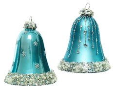 Ёлочные игрушки колокольчики БИСЕРНЫЙ ПЕРЕЗВОН, стеклянные, 8 см (2 шт.), Kaemingk